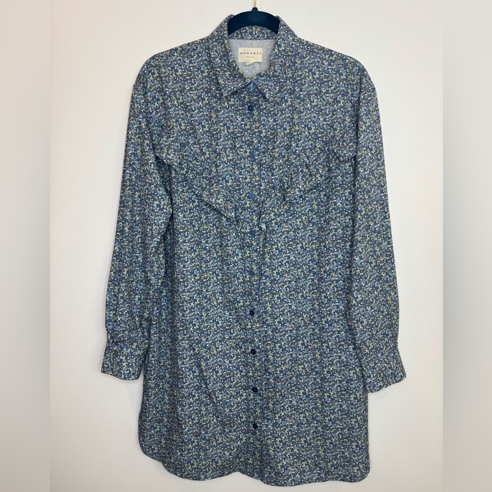 Womance atelier ruffle floral shirt dress size small